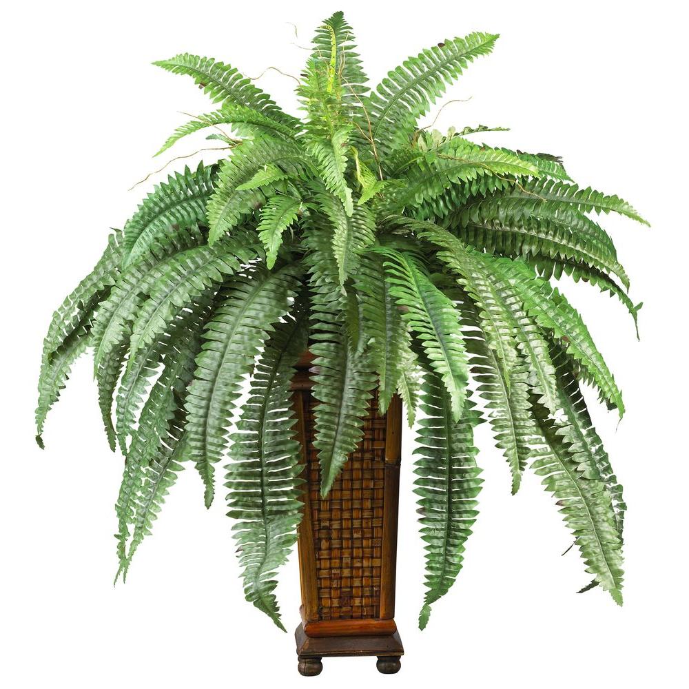 Nearly Natural 33 in. Boston Fern Silk Plant with Decorative Vase6553