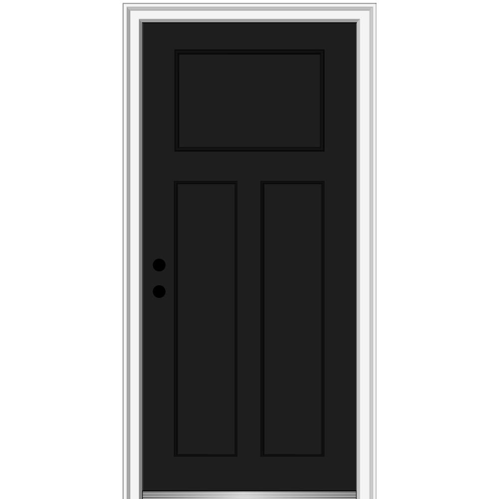 Shaker Exterior Prehung Black Fiberglass Doors Front