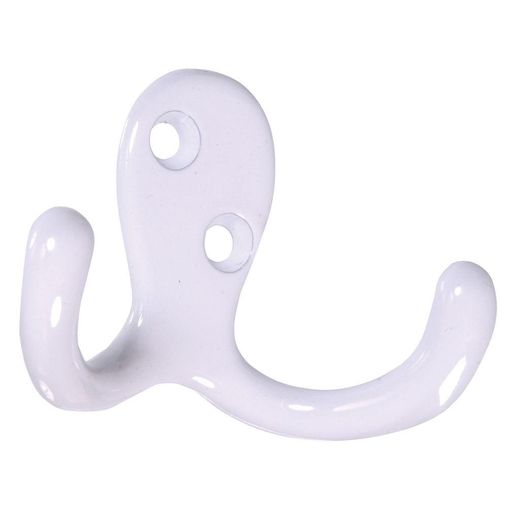 The Hillman Group Double Clothes Hook in White (20Pack)852051.0 The