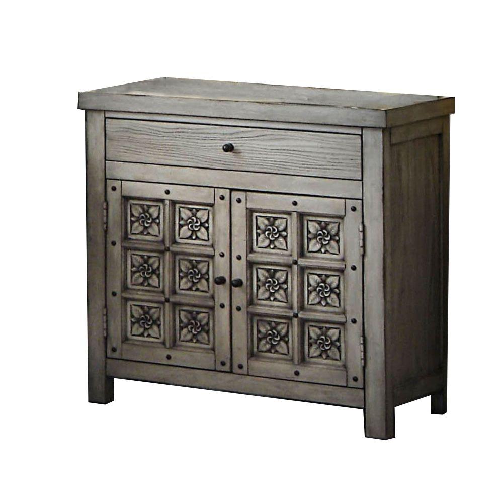 Chelsea 1 Drawer Gray Wash Nightstand 7032GW The Home Depot   Gray Benjara Nightstands Bm203196 64 145 