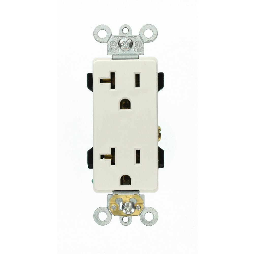 Leviton Decora Plus 20 Amp Industrial Grade Duplex Outlet, White-R62 ...