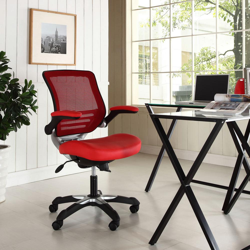 Modway Edge Vinyl Office Chair In Red Eei 595 The Home Depot Modway Edge Vinyl Office Chair In Red