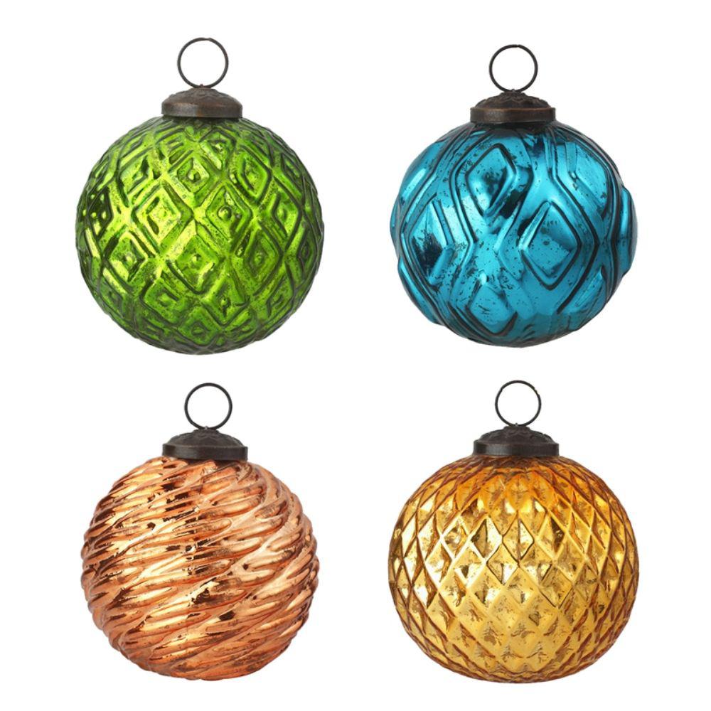 Evergreen 4 In Round Holiday Rustic Christmas Ornaments 4 Pack 3otg339 The Home Depot
