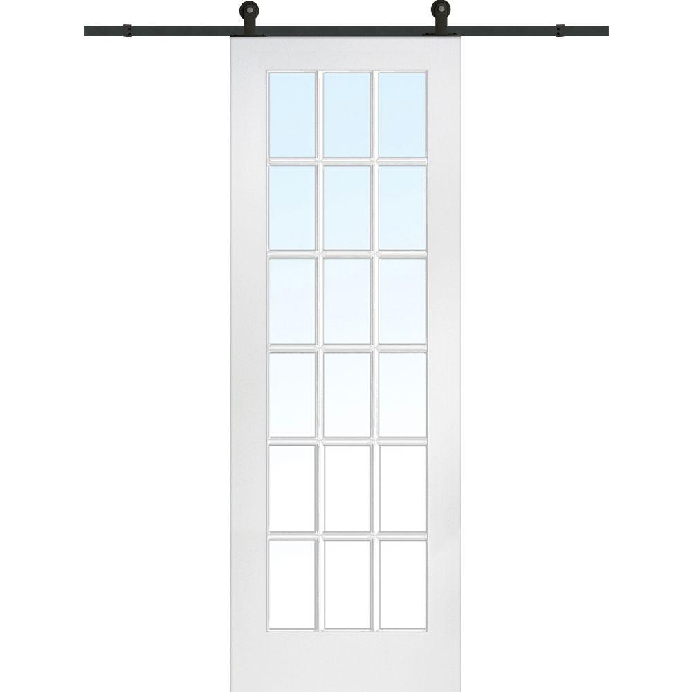 Mmi Door 36 In X 96 In Primed 18 Lite Door With Barn Door