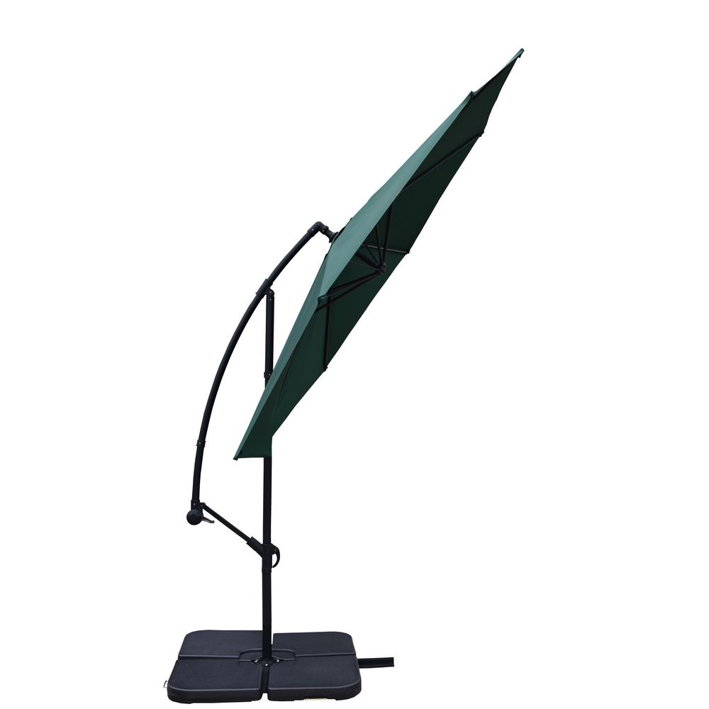 Unbranded 10 Ft Cantilever Patio Umbrella In Green With 4 Piece Polyresin Base Hd4110gn 4238bk The Home Depot