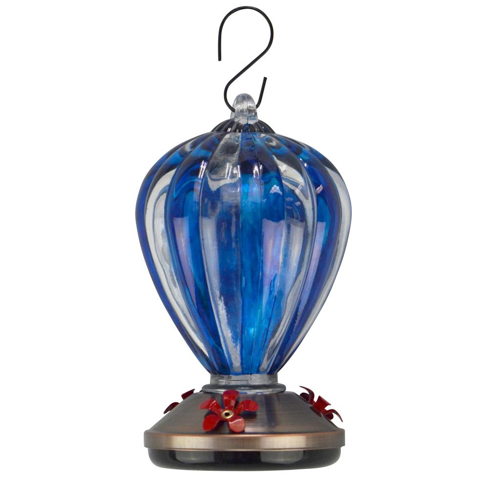 Red Carpet Studios Glass Balloon Blue Hummingbird Feeder 41094