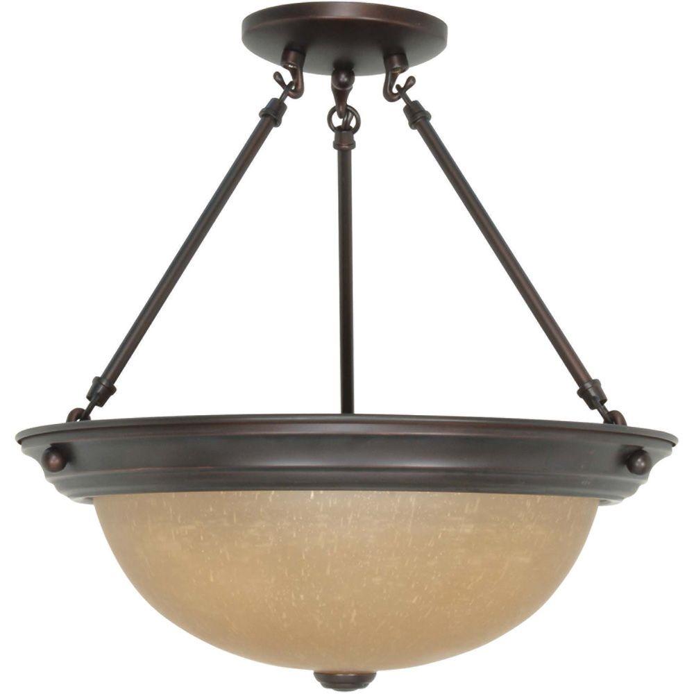 Gold Semi Flushmount Lights Lighting The Home Depot 3 Light Mahogany Bronze Semi Flush Mount