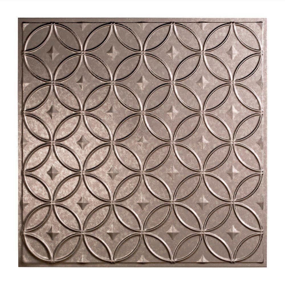 Fasade Rings 2 Ft X 2 Ft Vinyl Lay In Ceiling Tile In Galvanized Steel