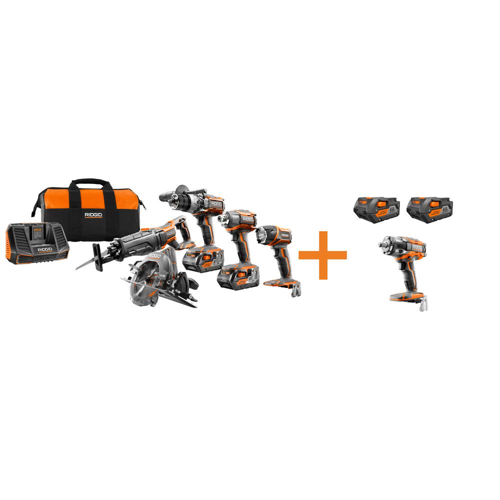 Ridgid 18-Volt GEN5X Cordless Lithium-Ion Combo Kit (6-Tool) with (4) 4.0Ah... by RIDGID