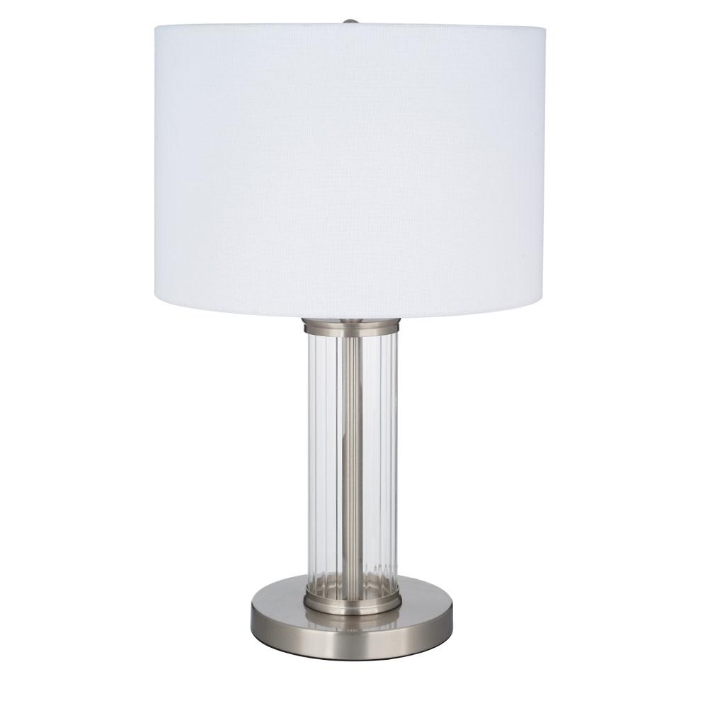 Cresswell 21 50 In Clear Glass Brushed Nickel Finish Contemporary Table Lamp And Led Bulb