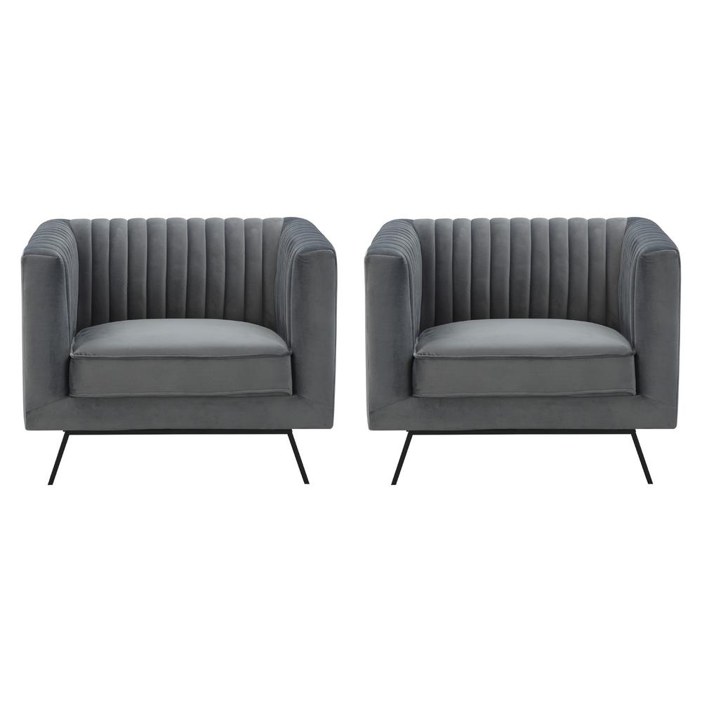 UPC 704817010305 product image for Manhattan Comfort Vandam Charcoal Grey Velvet Armchairs (Set of 2) | upcitemdb.com