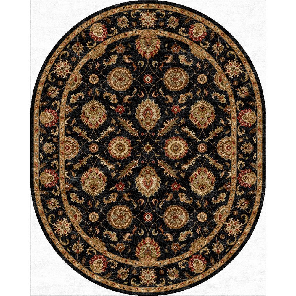 Jaipur Rugs Jet Black 8 ft. x 10 ft. Oriental Oval Area RugRUG111650