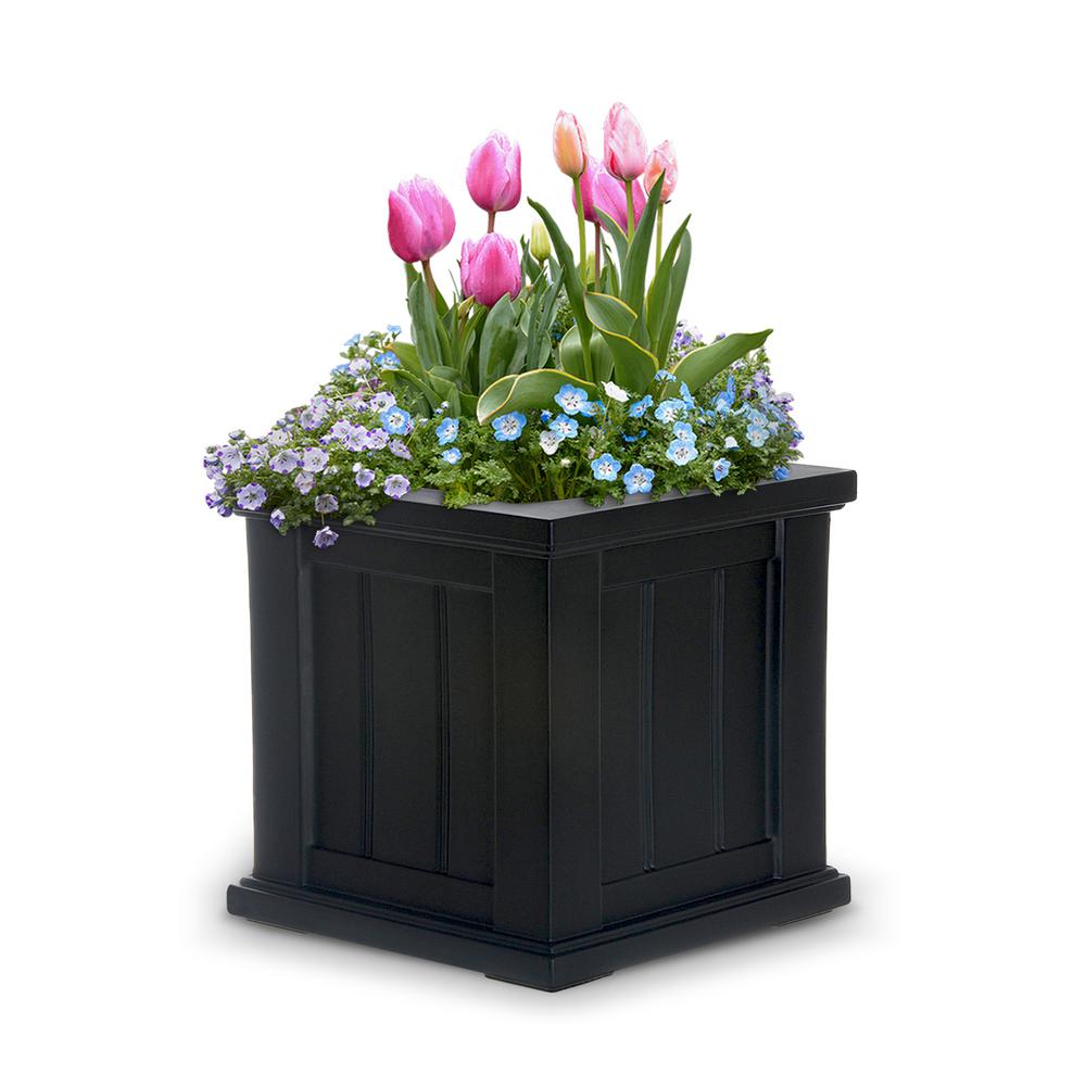 Black Plant Pots Planters The Home Depot Square Black Plastic Planter