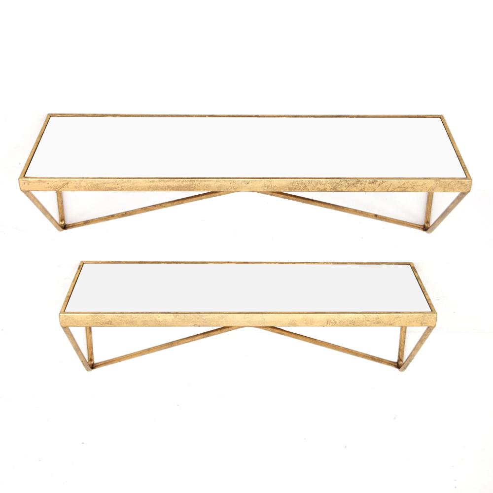 Stylewell Stylewell Gold Metal Wall Mount Floating Shelf Set Of 2 Dw624881hd The Home Depot