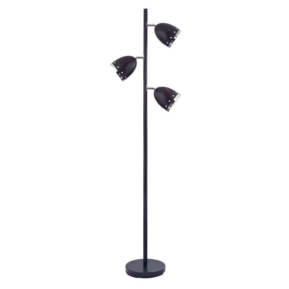 Matte Black 3-Light Floor Lamp-46192-21 - The Home Depot