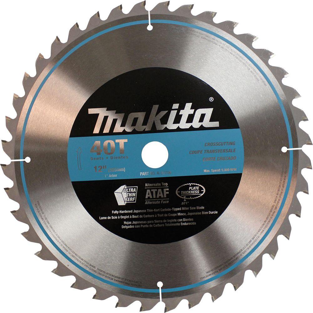 Makita 12 in. x 1 in. 40-Teeth Micro-Polished Miter Saw Blade-A-93706 ...