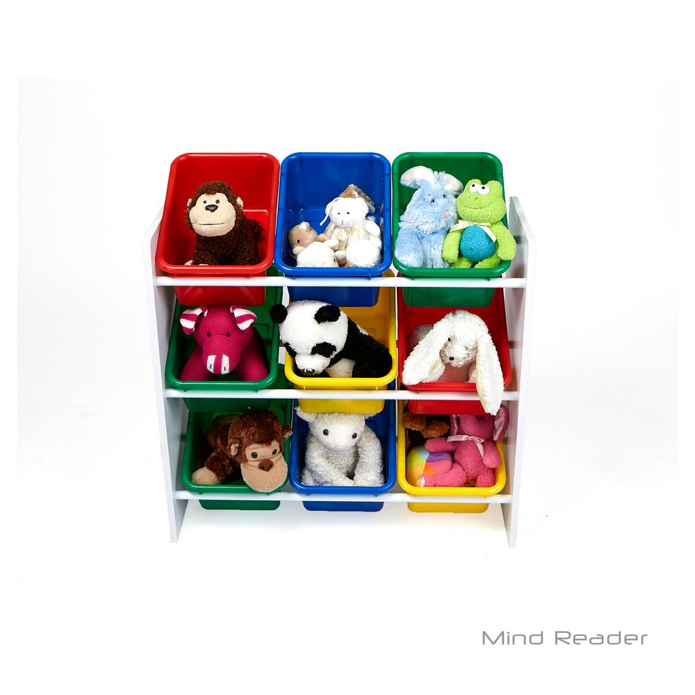 Mind Reader 3-Tier Toy Storage Organizer with 9 Plastic Bins by Mind Reader