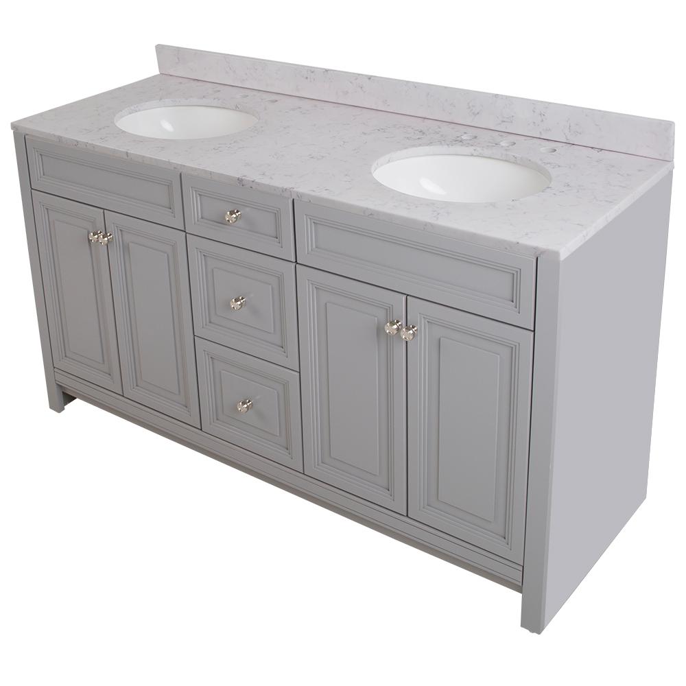 Home Decorators Collection Brinkhill 61 In W X 22 D Bathroom Vanity Sterling Gray With Stone Effect Top Pulsar White Sink Bh60p2v2 St The Depot - 61 Inch Double Sink Vanity Top Home Depot Home Decorators Collection Brinkhill 61 In W X 22 D Bathroom Vanity Sterling Gray With Stone Effect Top Pulsar White Sink Bh60p2v2 St The Depot - 61 Inch Double Sink Vanity Top Home Depot