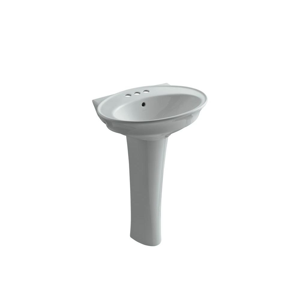 KOHLER Serif Ceramic Pedestal Combo Bathroom Sink in Ice GreyK22834