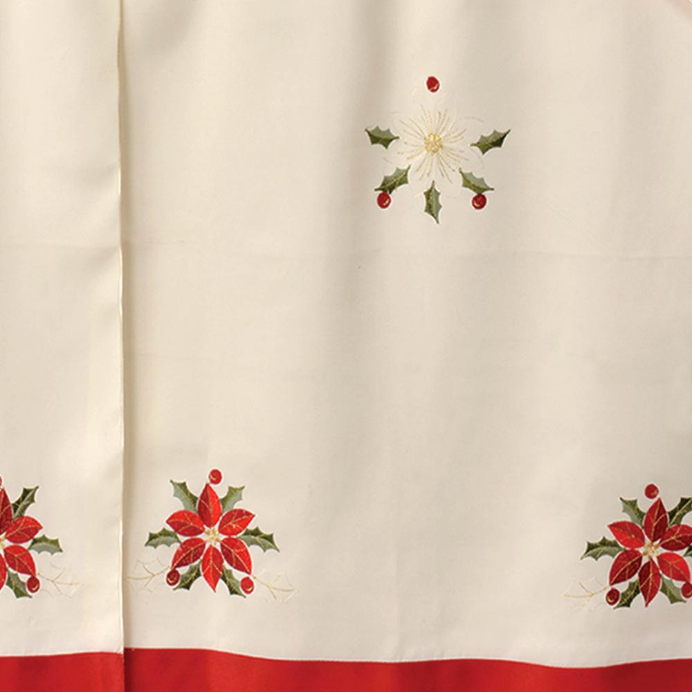 Chi Sheer Holiday Holly Berries Embroidered Sheer 72 In L 3 Piece