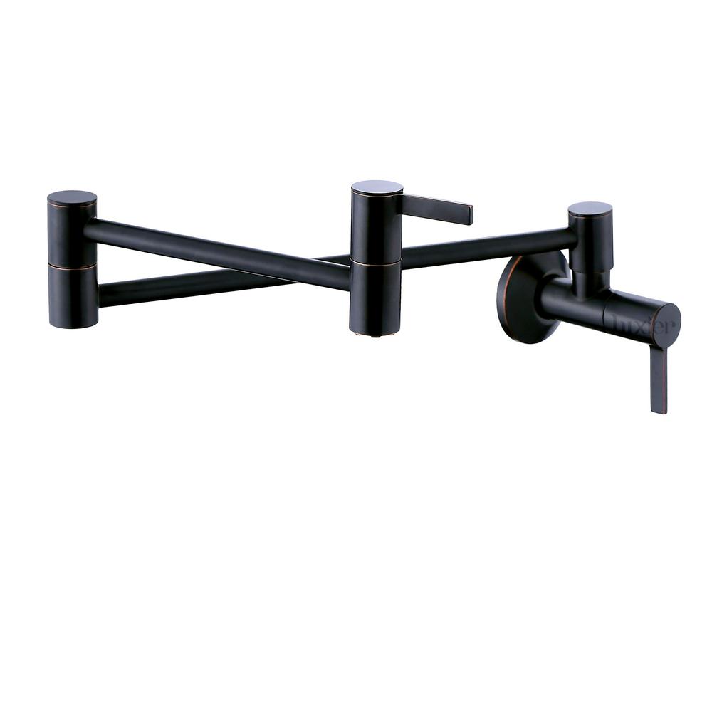 Luxier Contemporary 2Handle WallMounted Pot Filler in Oil Rubbed