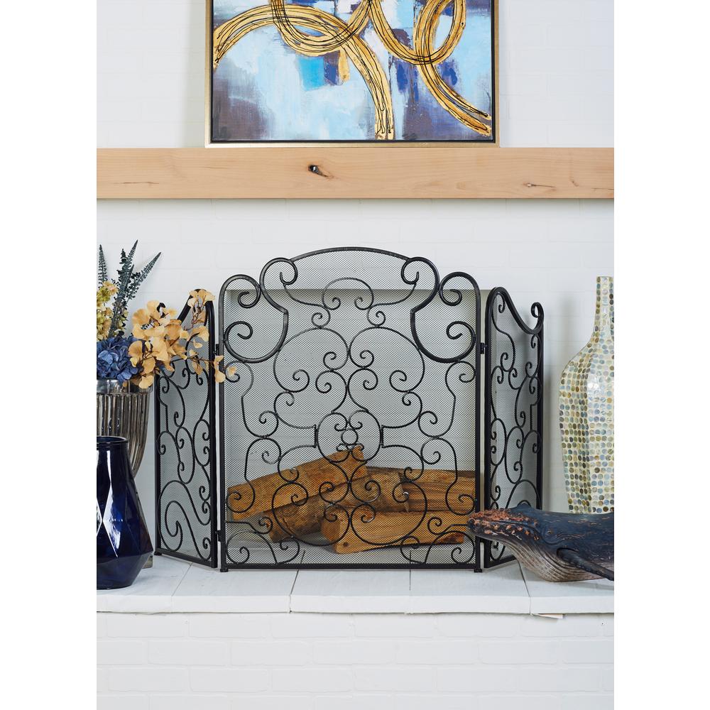 Black Tin 3 Panel Fire Screen 44574 The Home Depot