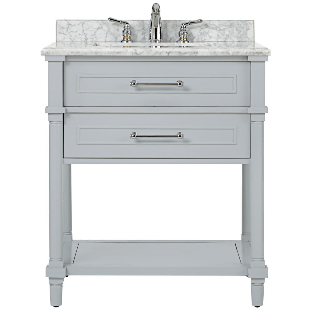 Home Decorators Collection Aberdeen 30 in. W Open Shelf Vanity in Dove
