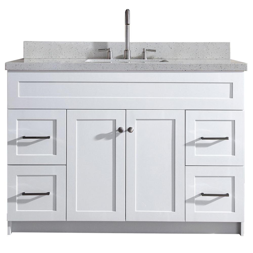 Ariel Vanities With Tops Bathroom The Home Depot Hamlet 49 In Bath Vanity White With Quartz Top
