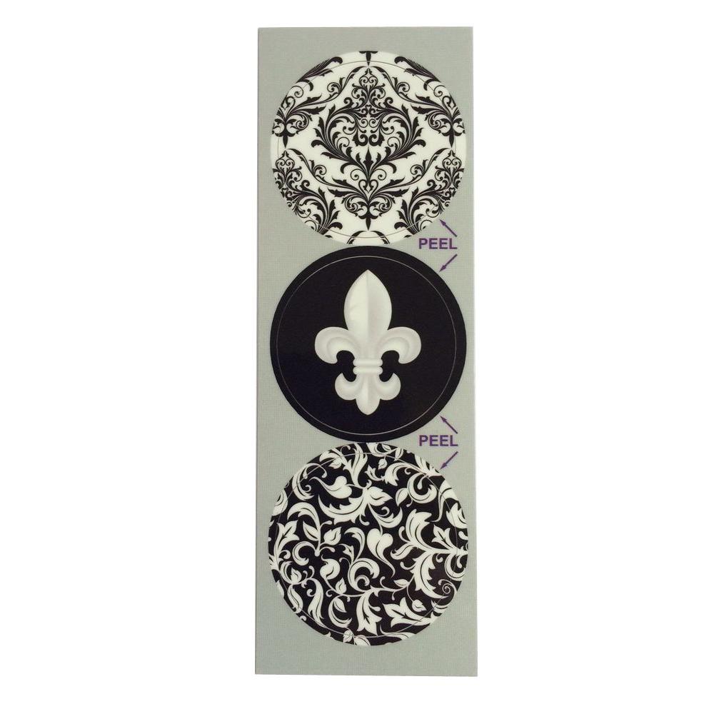 Stopper Toppers Black And White Ornate Decorative Bathroom Sink Stopper Laminates Set Of 3
