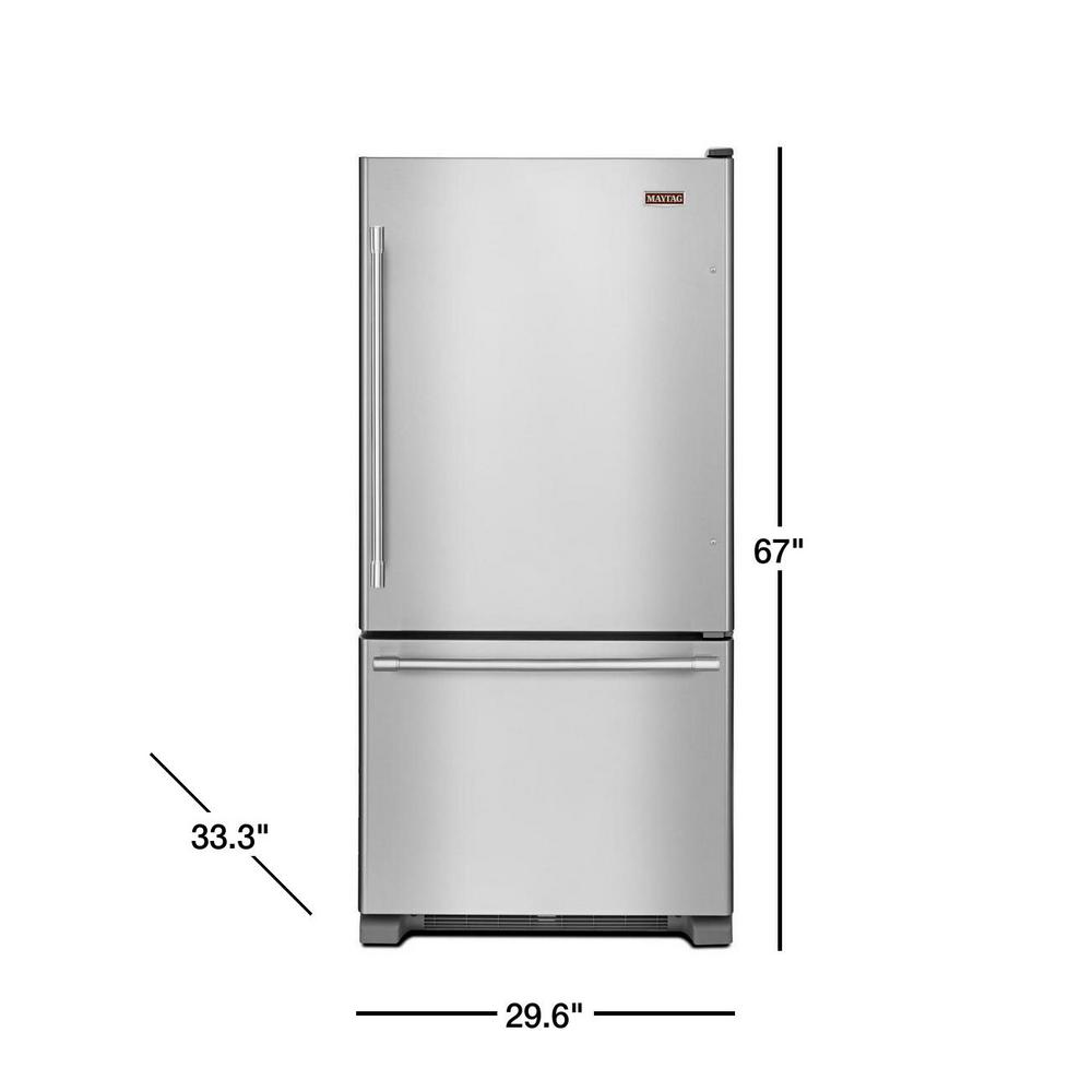 Maytag 19 Cu Ft Bottom Freezer Refrigerator In Fingerprint