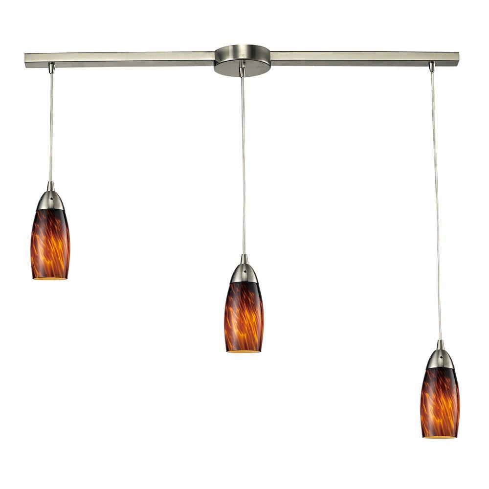 Titan Lighting Milan 3 Light Satin Nickel Ceiling Pendant Tn 6875 The Home Depot