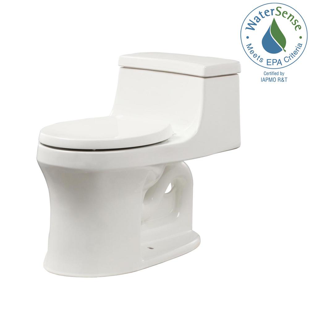Kohler One Piece Toilets The Home Depot San Souci 1 Piece 28 Gpf Single Flush Round Toilet In White