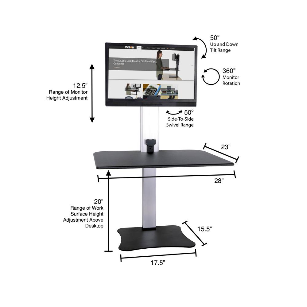 Victor Technology Electric Single Monitor Standing Desk Dc400