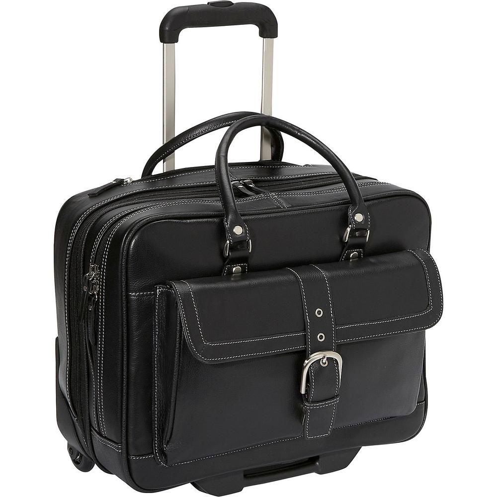 Heritage Black Lightweight Pebbled Leather Dual Compartment 2 Wheel Heritage Black Lightweight Pebbled Leather Dual Compartment 2 Wheel 15 6in Laptop Business Tote Carry On Bag 827795 The Home Depot