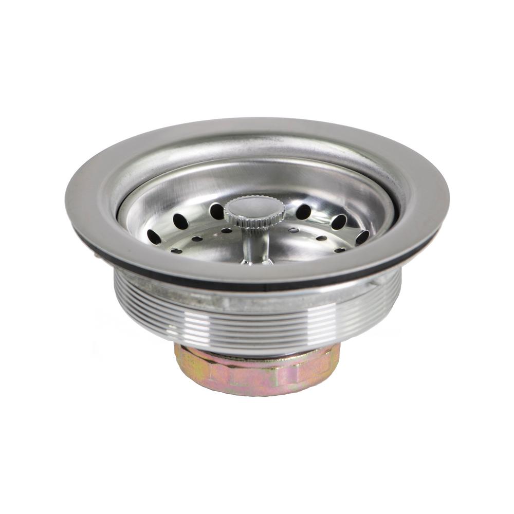 The Plumber S Choice 3 1 2 In 4 In Kitchen Sink Stainless Steel Drain Assembly With Strainer Basket Stopper