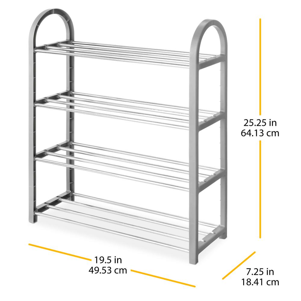 Unbranded 25 25 In H X 19 50 In W X 7 25 In D 12 Pair Grey Iron Shoe Rack 6091 11140 Pgra The Home Depot