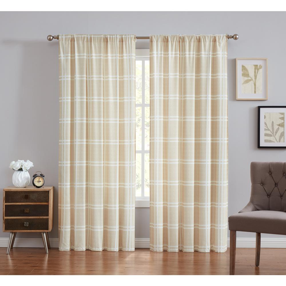 Polyester Plaid Curtains Drapes Window Treatments The