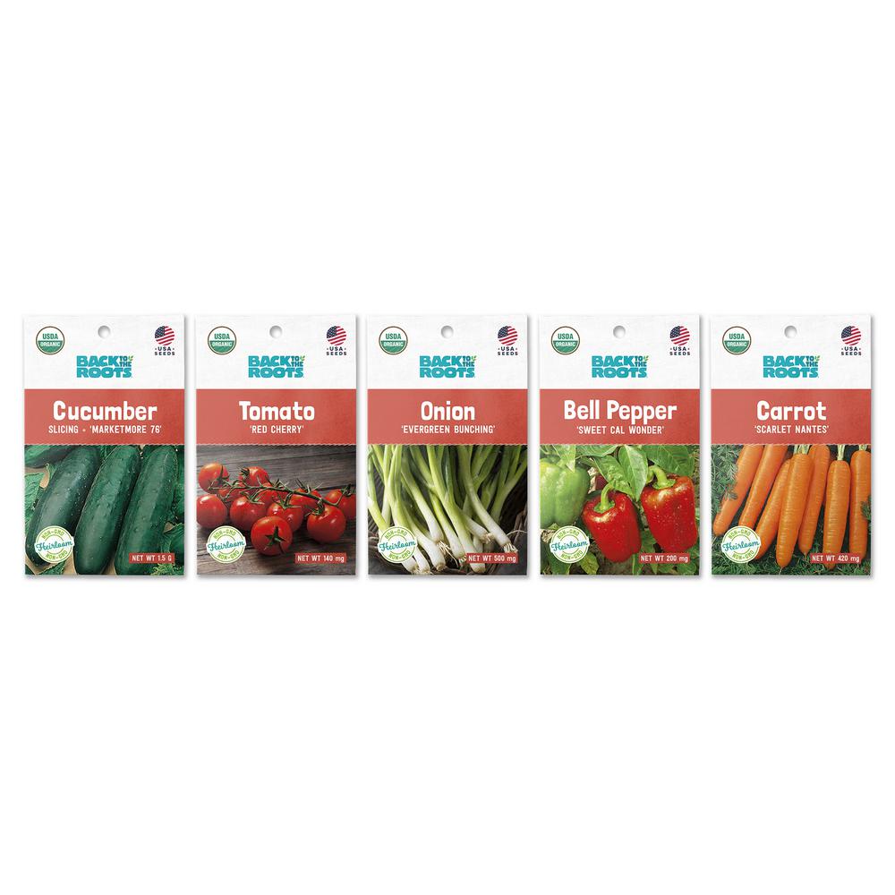 Back to the Roots Organic Vegetable Seeds Variety (5Pack)50062 The