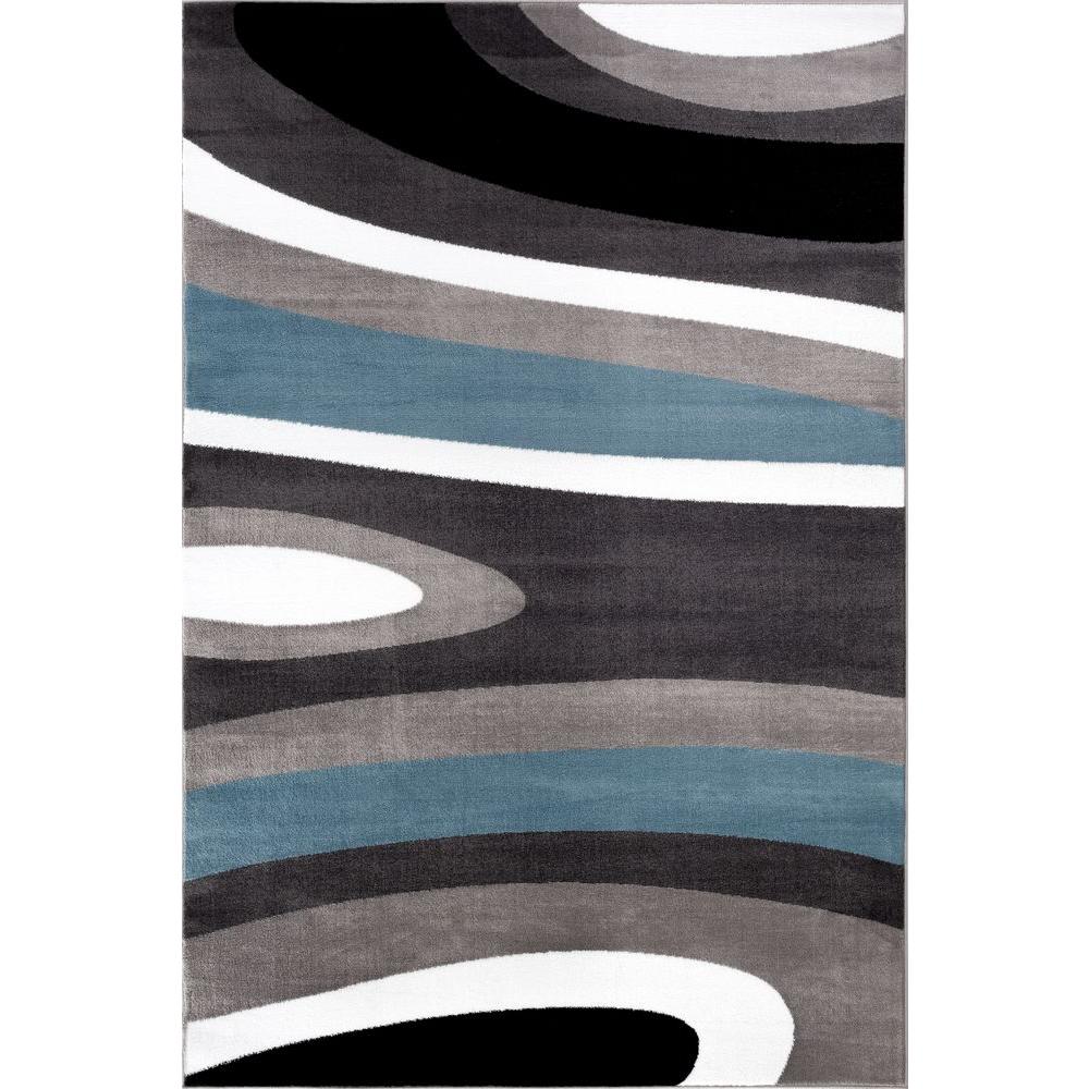 Medium Pile 5 X 7 Blue Area Rugs The Home Depot Abstract Contemporary Modern Blue 5 Ft 3 In X 7
