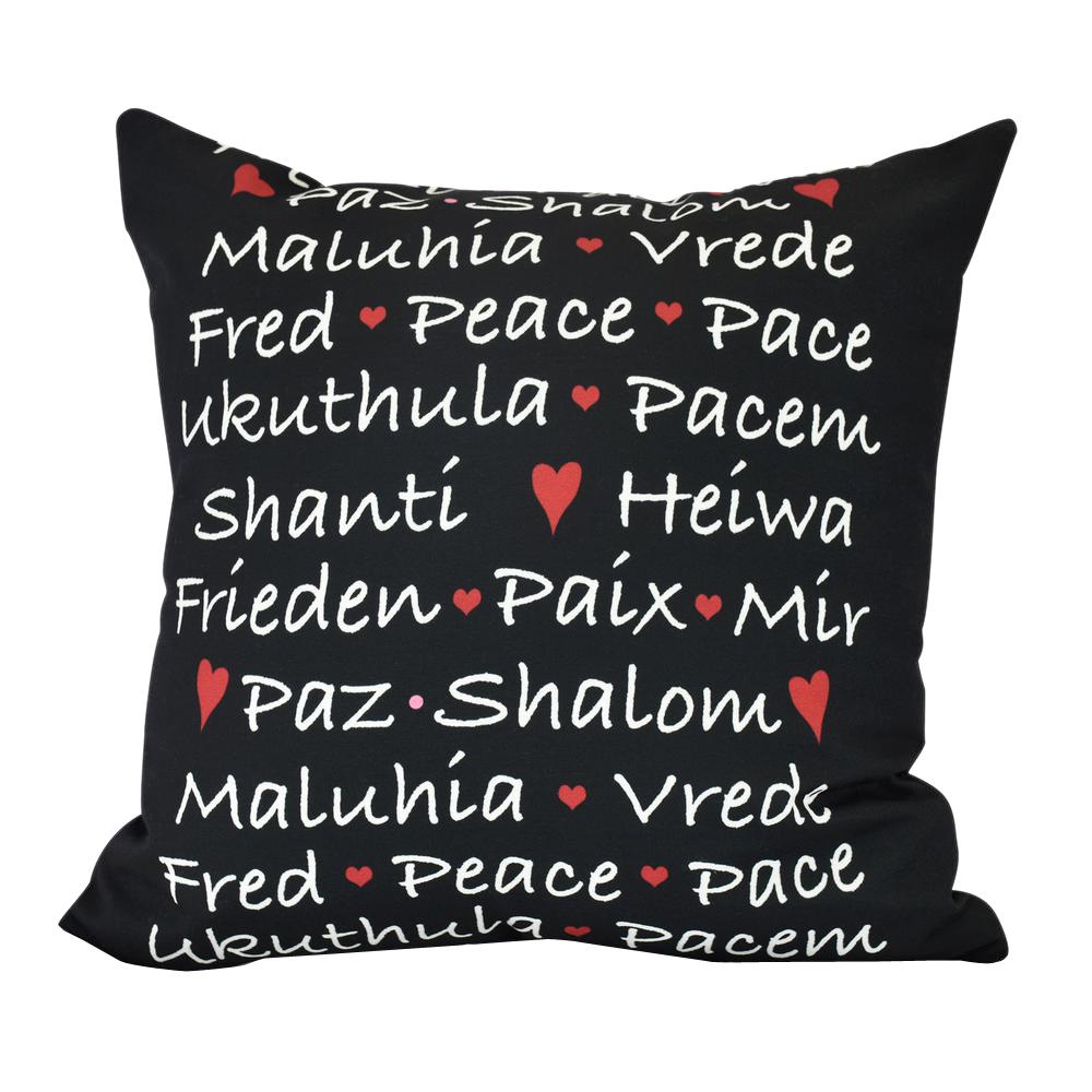 18 in. Words of Peace Word Print Decorative PillowPHW980BK418 The