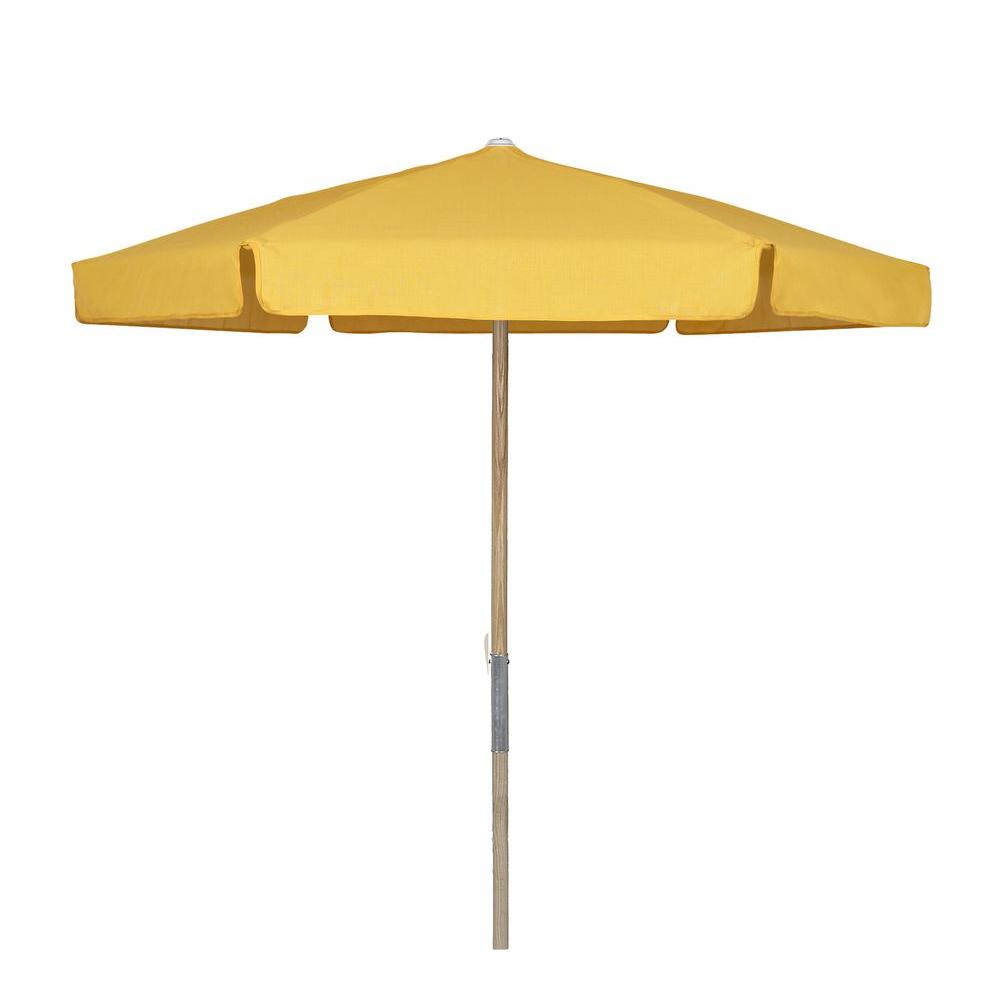 Unbranded 7 5 Ft Wood Beach Patio Umbrella With Yellow Vinyl Coated Weave 7bpu 6r Tx Yl The Home Depot