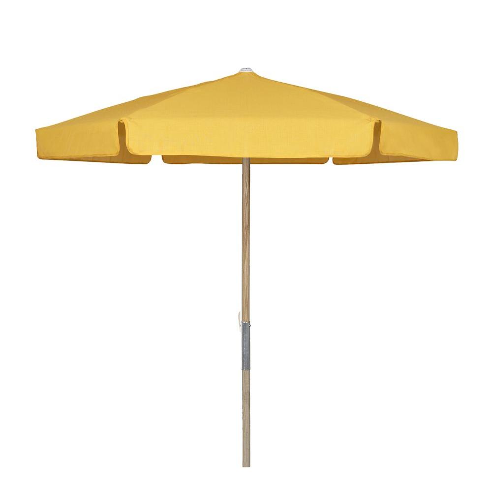 Fade Resistant Yellow Patio Umbrellas Furniture The Wood Beach Patio Umbrella With Yellow Vinyl Coated Weave