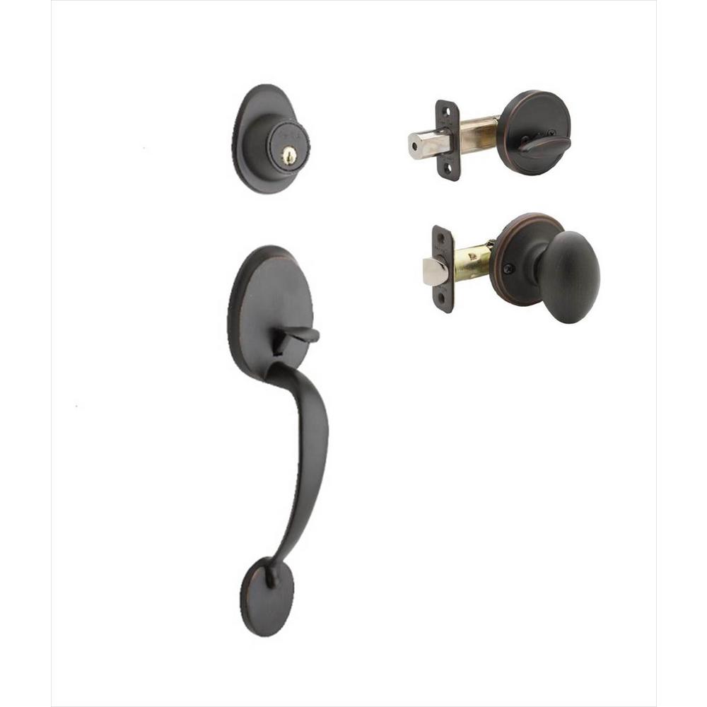 Copper Creek Colonial Tuscan Bronze Door Handleset and Egg Knob Trim