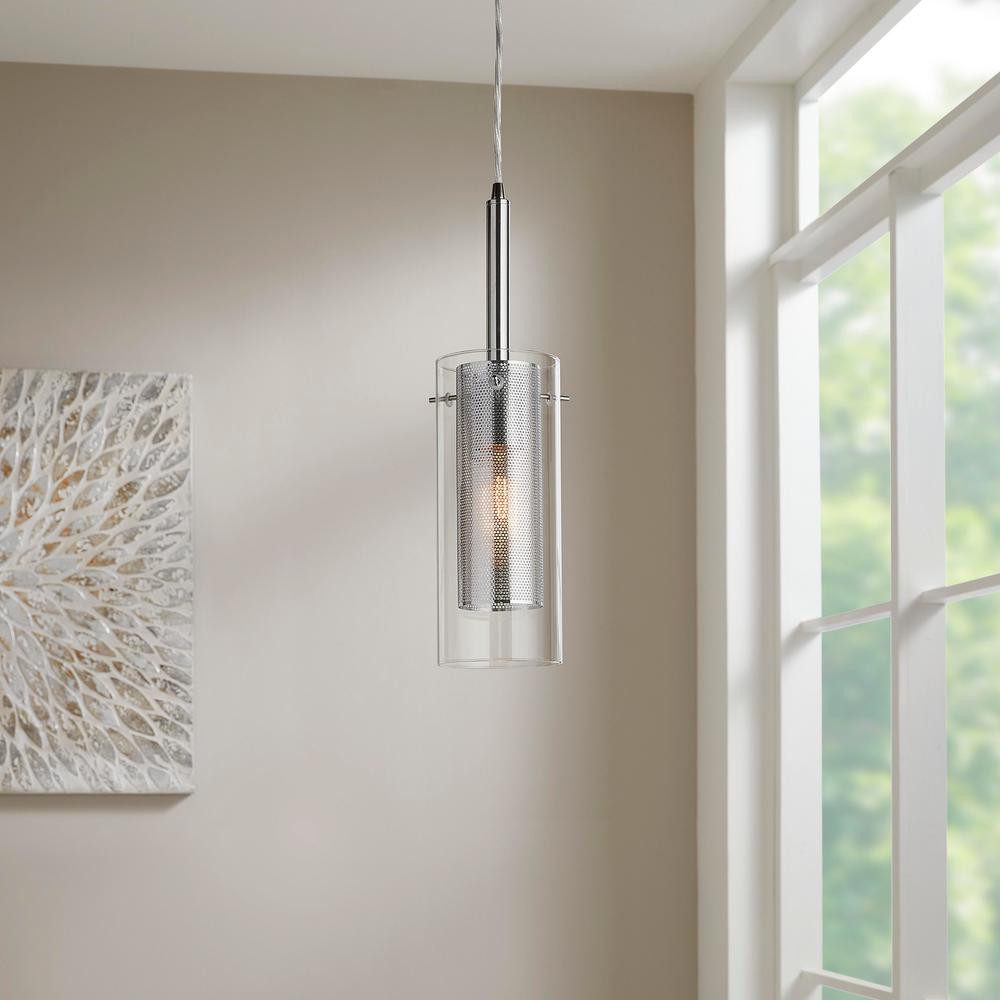 Home Decorators Collection 1 Light Chrome Pendant With Cylinder Inner Mesh Shade And Outer Clear Glass 7434p 15 The Depot - Pendant Light With Clear Glass Shade Home Decorators Collection 1 Light Chrome Pendant With Cylinder Inner Mesh Shade And Outer Clear Glass 7434p 15 The Depot - Pendant Light With Clear Glass Shade