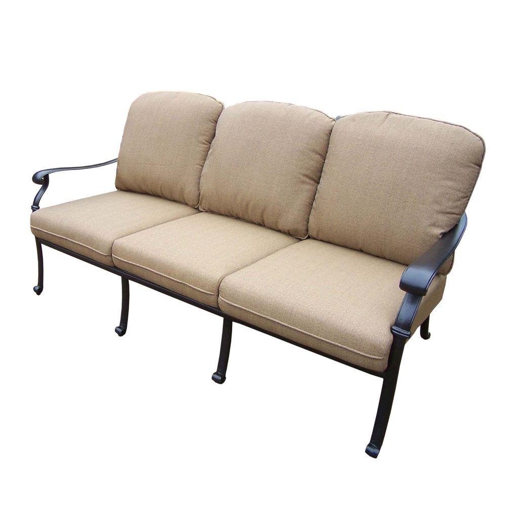 Oakland Living Hampton Patio Sofa With Spunpoly Beige Cushion