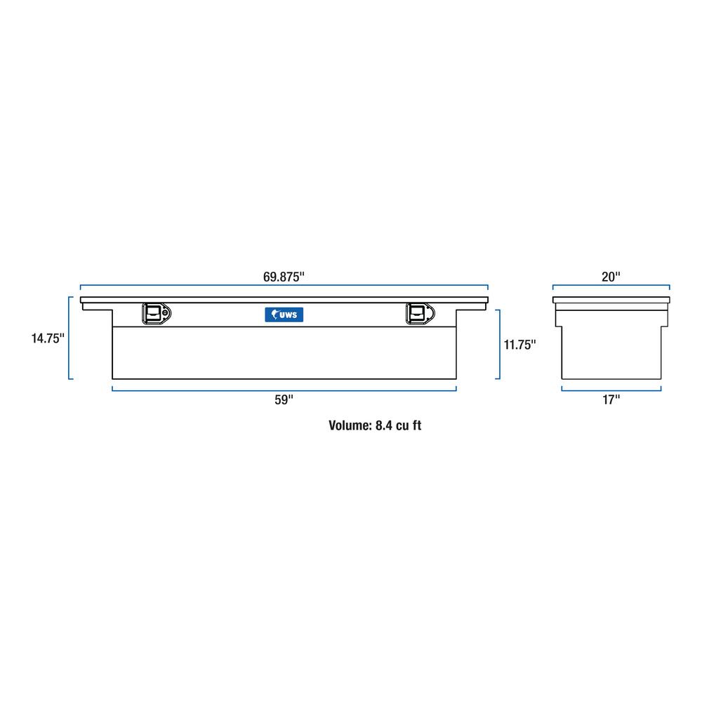 UWS TBSD-69-LP Single Lid Low Profile Deep Aluminum Toolbox with Beveled Insulated Lid