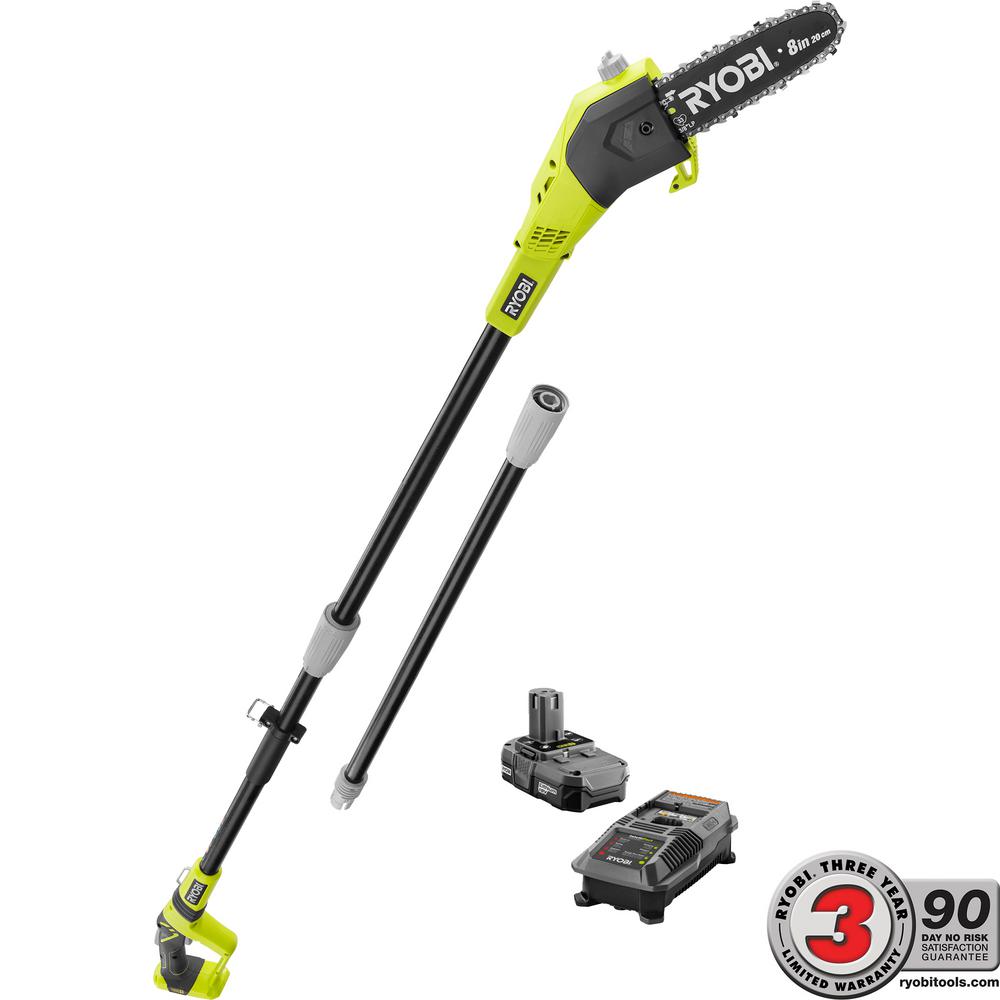 RYOBI ONE+ 8 in. 18Volt LithiumIon Cordless Pole Saw 1.3 Ah Battery