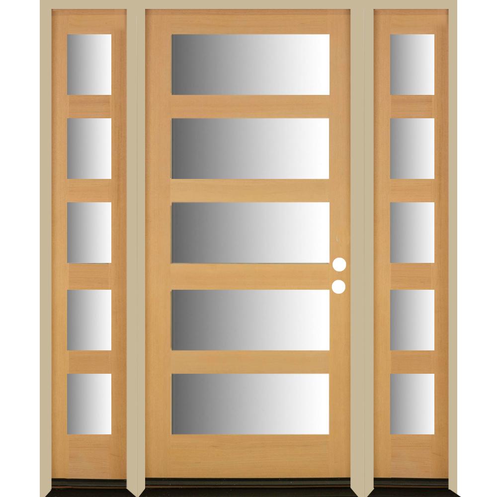 Krosswood Doors 64 in. x 80 in. Modern LH Full Lite Satin Glass