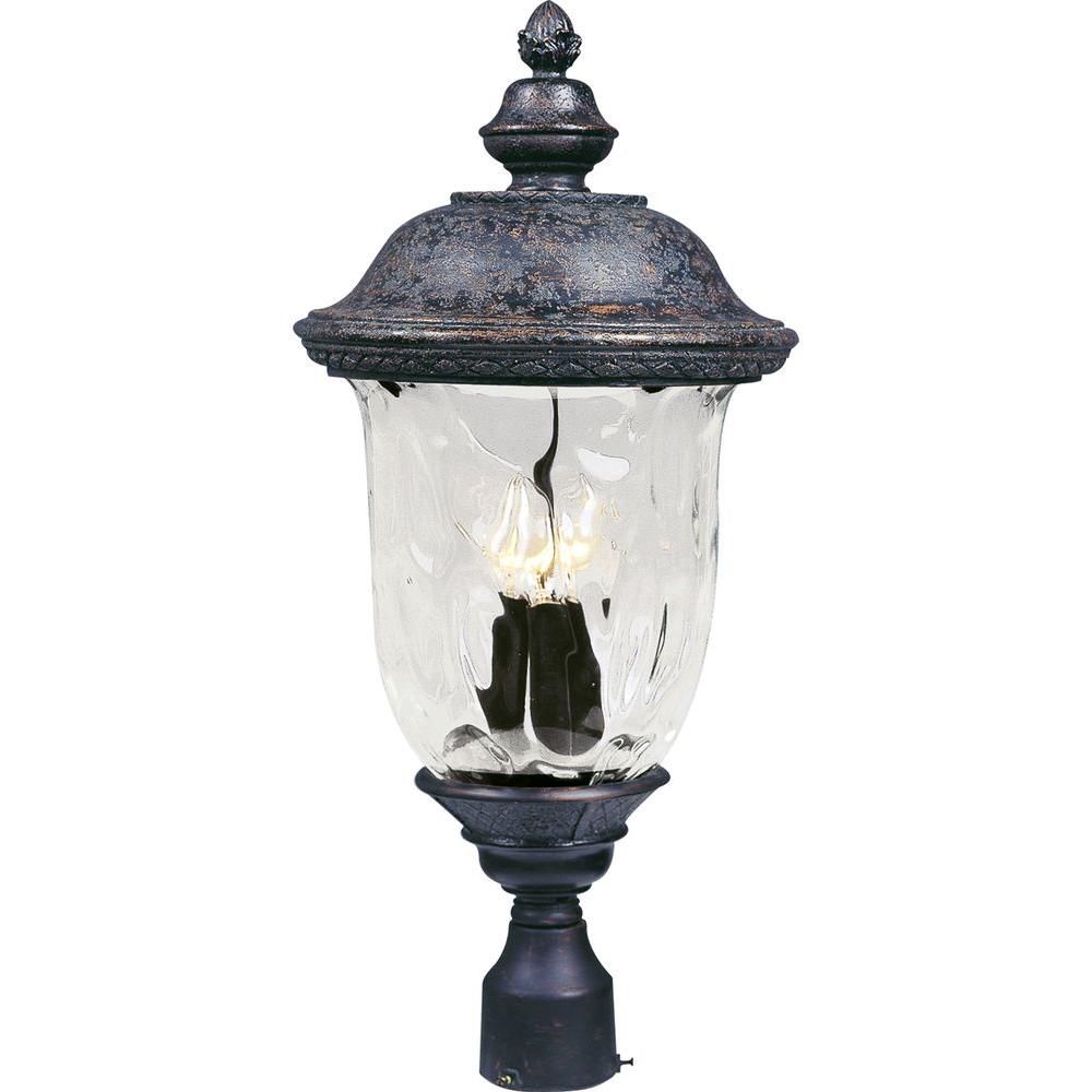 Resin Outdoor Lighting The Home Depot Carriage House Vx 3 Light Oriental Bronze Outdoor Pole Post Mount