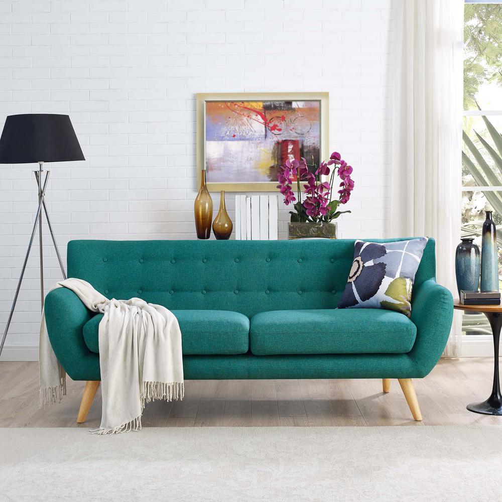 MODWAY Remark Teal Upholstered Fabric Sofa-EEI-1633-TEA - The Home Depot
